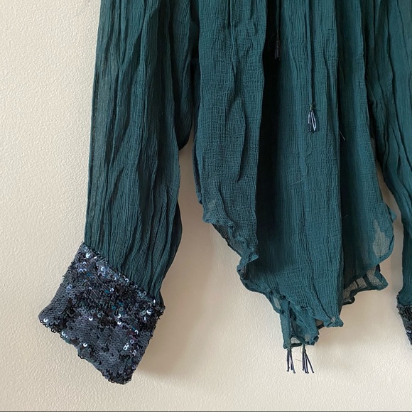 Free People sheer sequin sleeve blouse - Picture 4 of 4